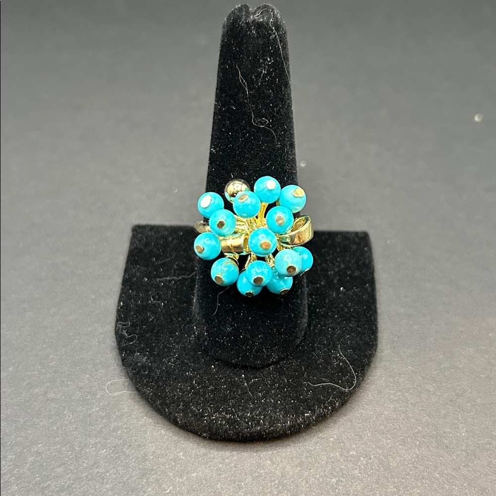 JTV Gold Ring with Turquoise Cluster